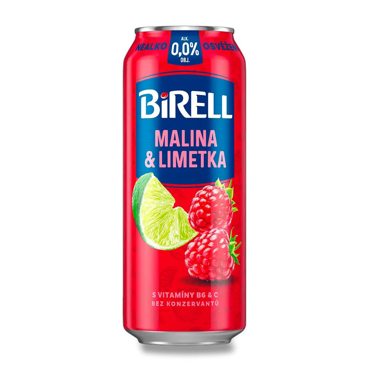 Ochucený Birell - limetka & malina, 0,5 l, plech