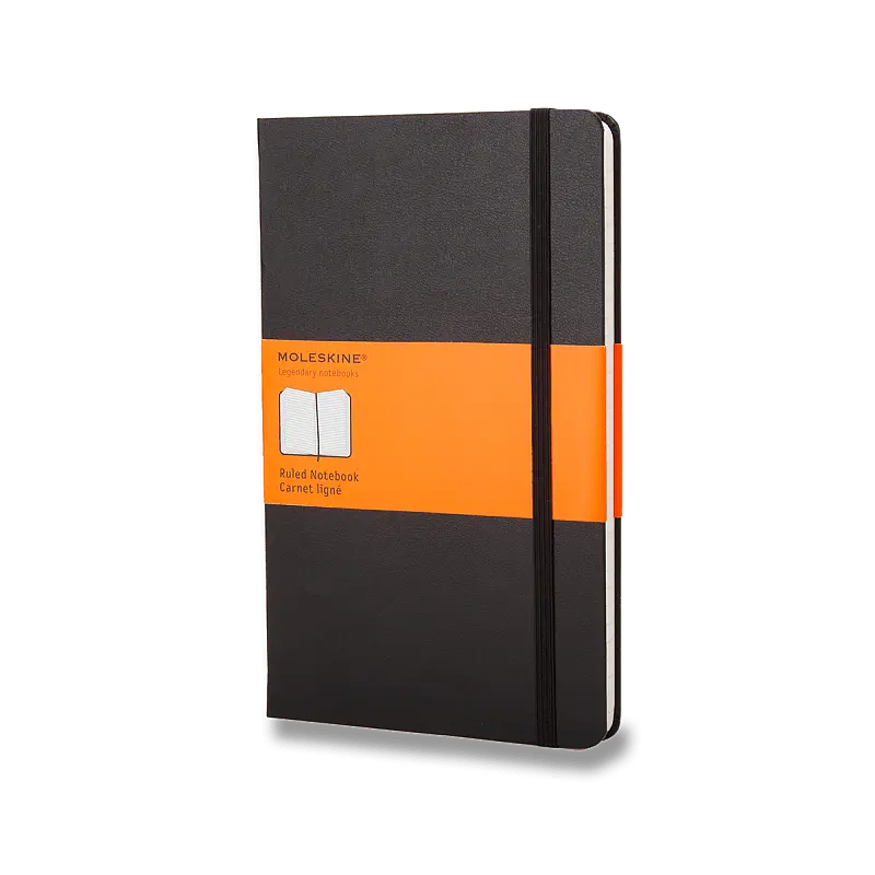 Zápisník Moleskine - tvrdé desky L, linkovaný, černý