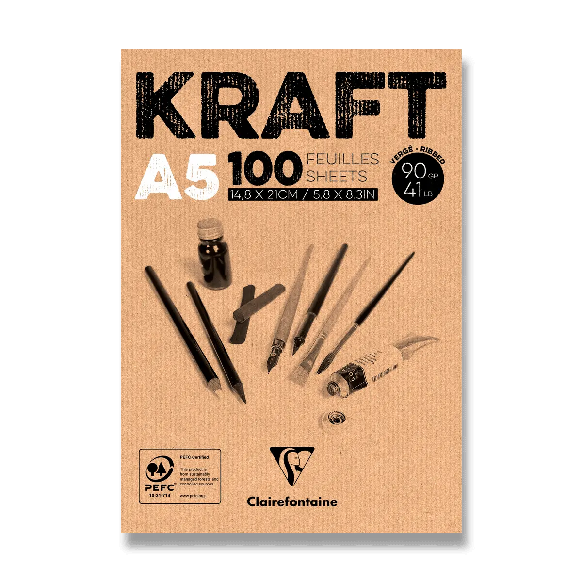 Clairefontaine Brown Kraft - blok - A5, 100 listů, 90 g