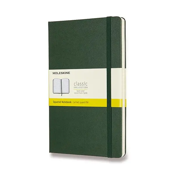 Zápisník Moleskine - tvrdé desky L, čtverečkovaný, tmavě zelený