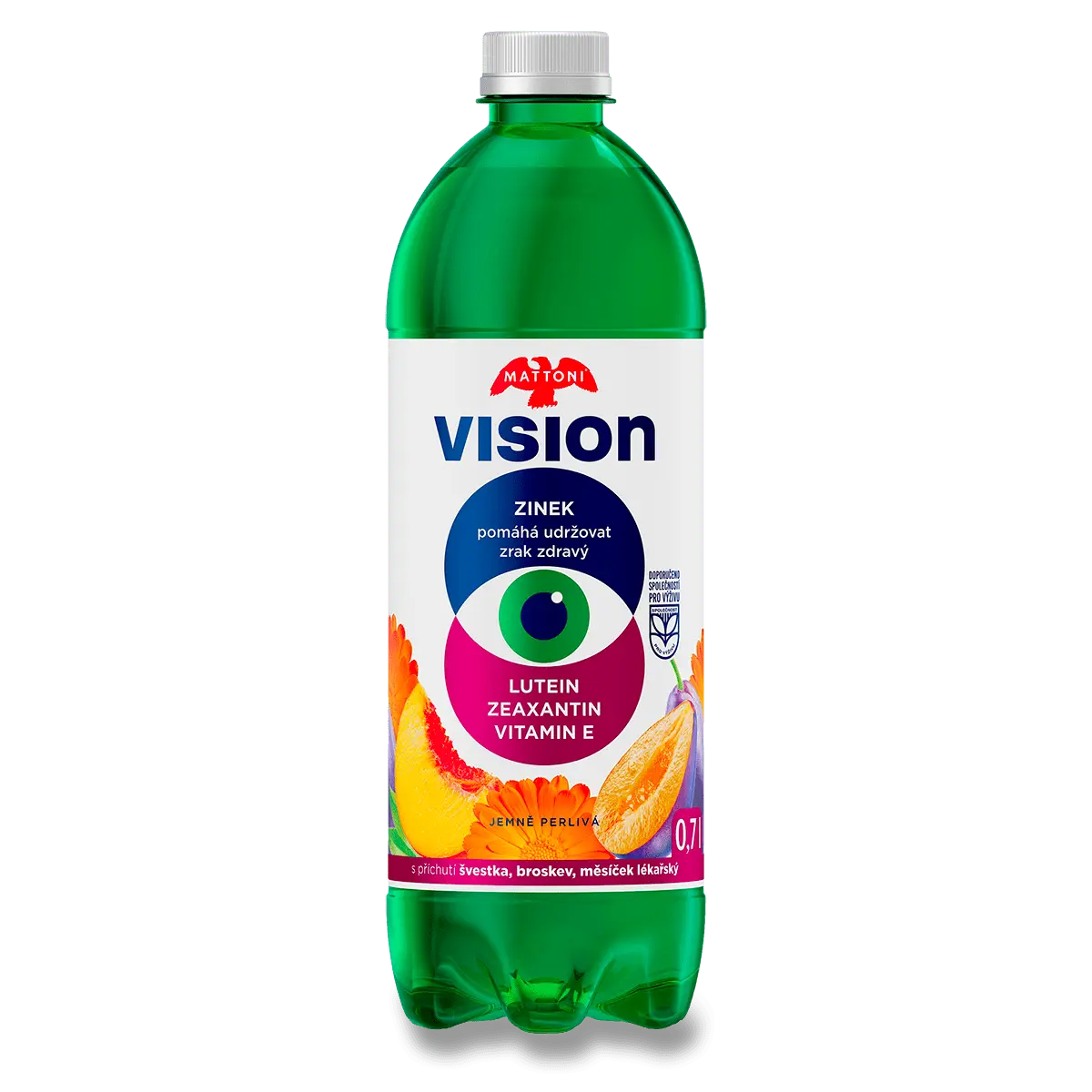 Mattoni Vision - minerální voda - švestka, broskev, měsíček lékařský, 700 ml