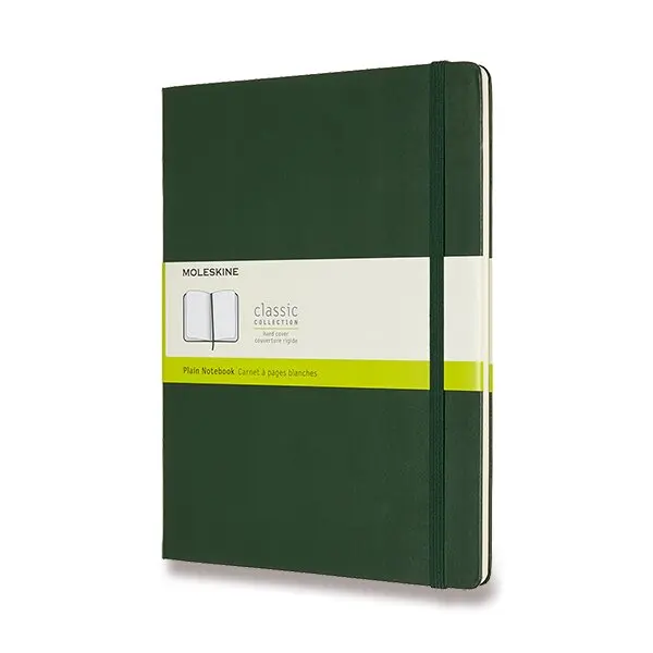 Zápisník Moleskine - tvrdé desky XL, čistý, tmavě zelený