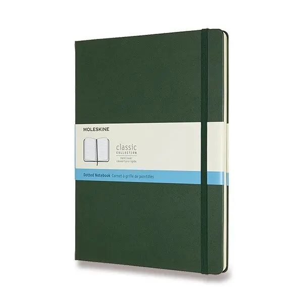 Zápisník Moleskine - tvrdé desky XL, tečkovaný, tmavě zelený