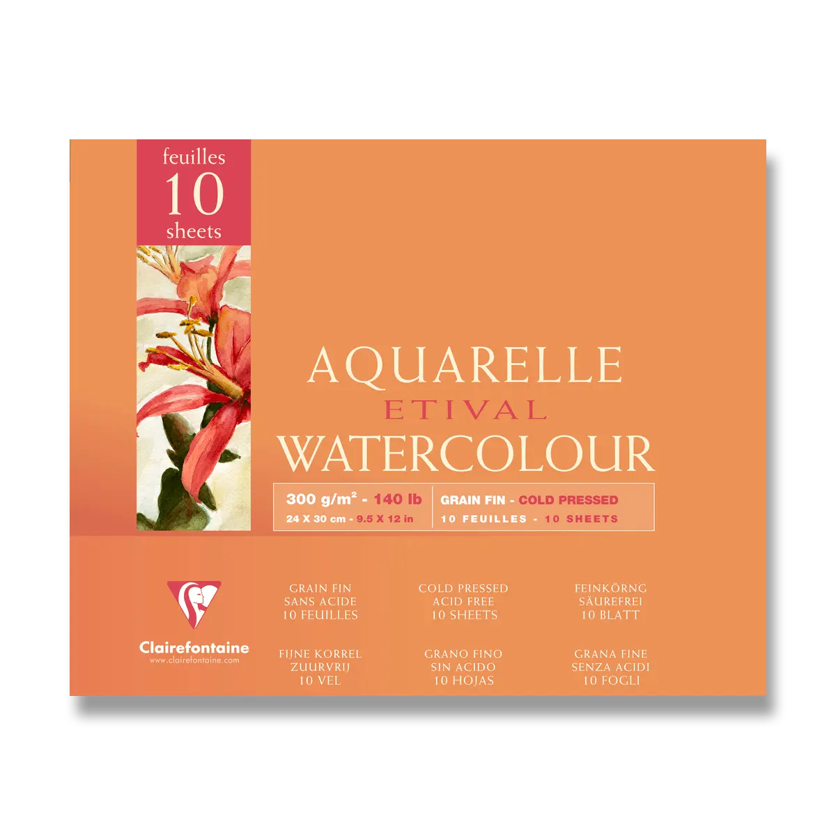 Clairefontaine Etival Cold Pressed - akvarelový blok - 24 x 30 cm, 10 listů, 300 g