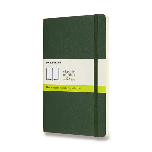 Zápisník Moleskine - měkké desky L, čistý, tmavě zelený