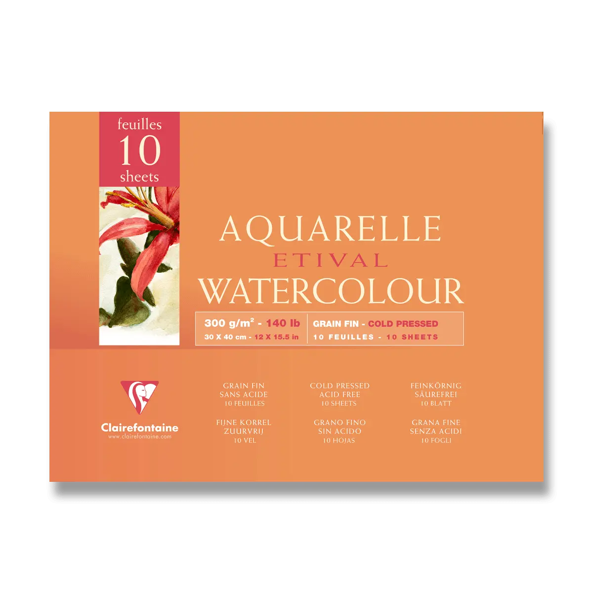Clairefontaine Etival Cold Pressed - akvarelový blok - 30 x 40 cm, 10 listů, 300 g