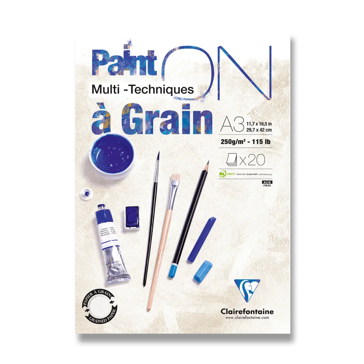 Clairefontaine Paint on Grain - blok - A3, 20 listů, 250 g