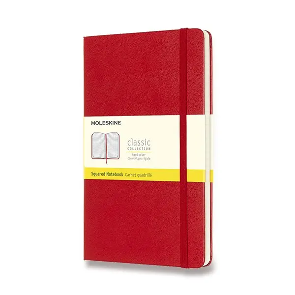 Zápisník Moleskine - tvrdé desky L, čtverečkovaný, červený