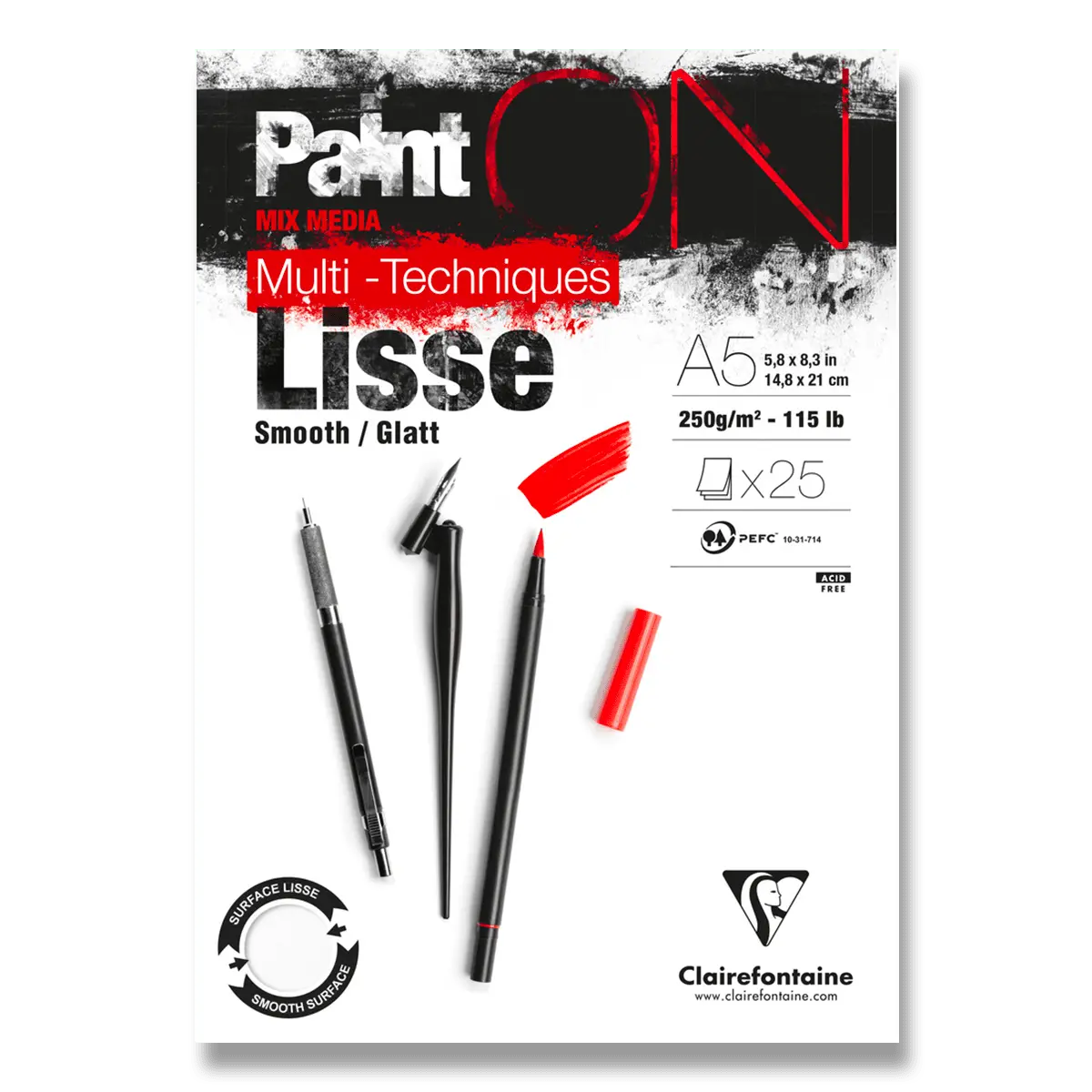 Clairefontaine Paint'ON Smooth - blok - A5, 25 listů, 250 g