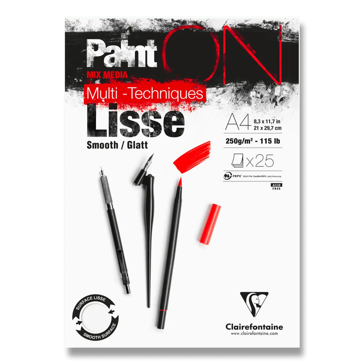 Clairefontaine Paint'ON Smooth - blok - A4, 25 listů, 250 g