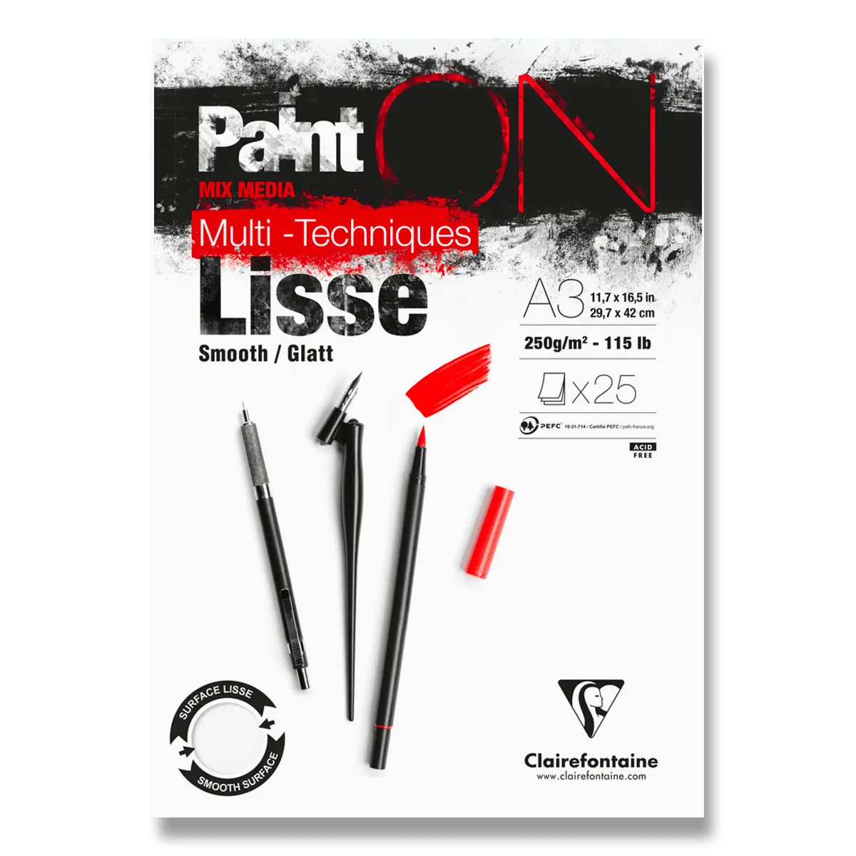 Clairefontaine Paint'ON Smooth - blok - A3, 25 listů, 250 g