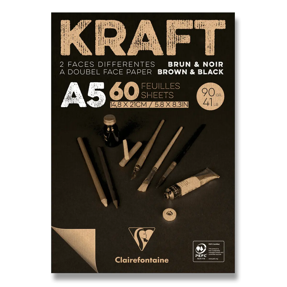 Clairefontaine Brown & Black Kraft - blok -
