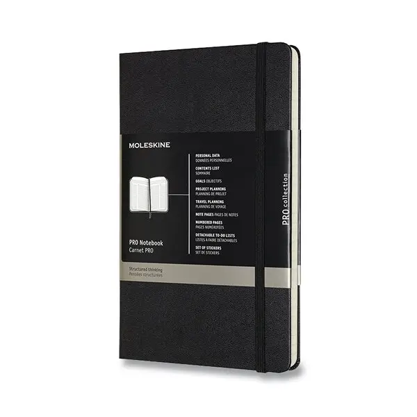 Zápisník Moleskine Professional - tvrdé desky L, černý, číslované strany