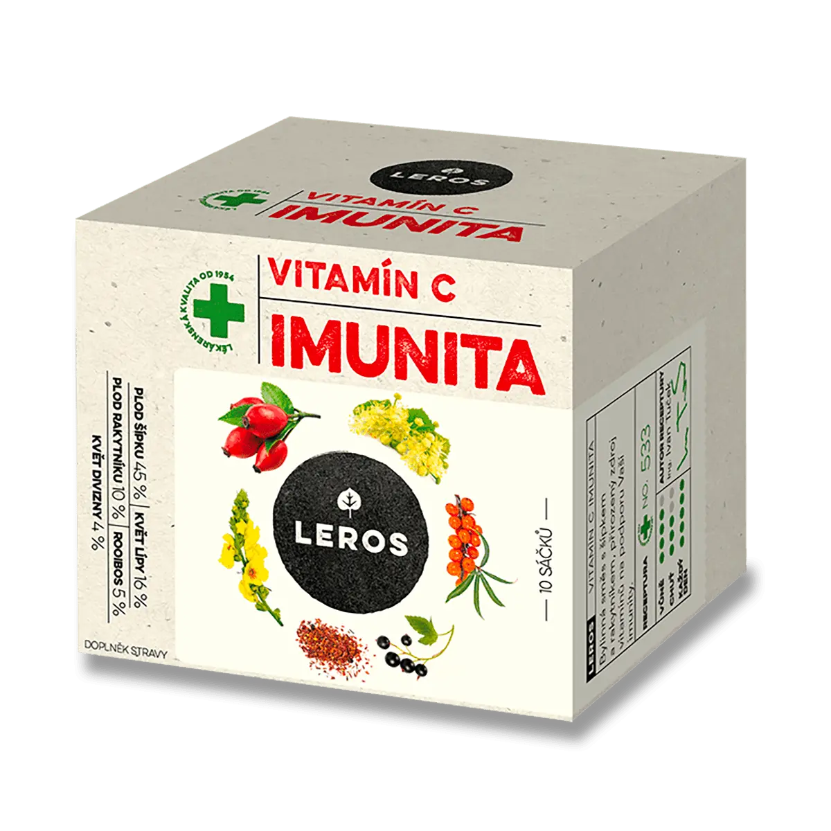 Leros Imunita vitamín C - bylinný čaj - šípek & rakytník