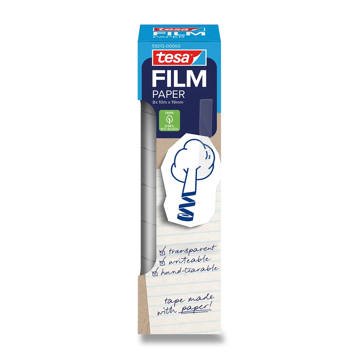 Tesafilm® Paper - transparentní papírová lepicí páska - 19 mm x 10 m, 8 ks