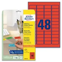 Avery Zweckform - nepermanentní etikety -  45,7 x 21,2 mm, 960 etiket, červené