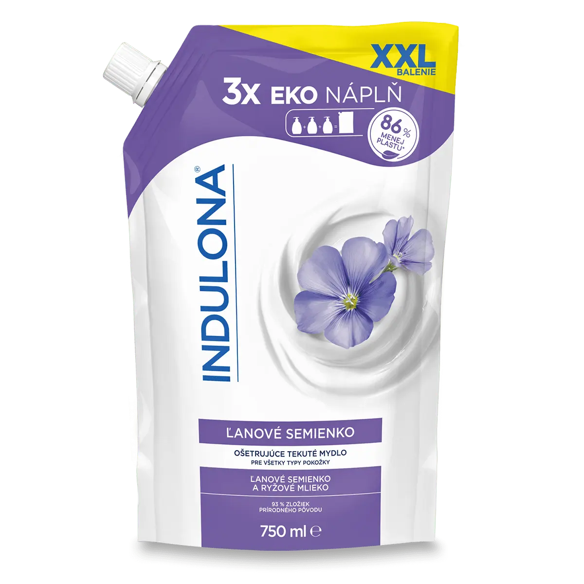 Indulona Tekuté mýdlo Lněné semínko náhradní náplň  750 ml