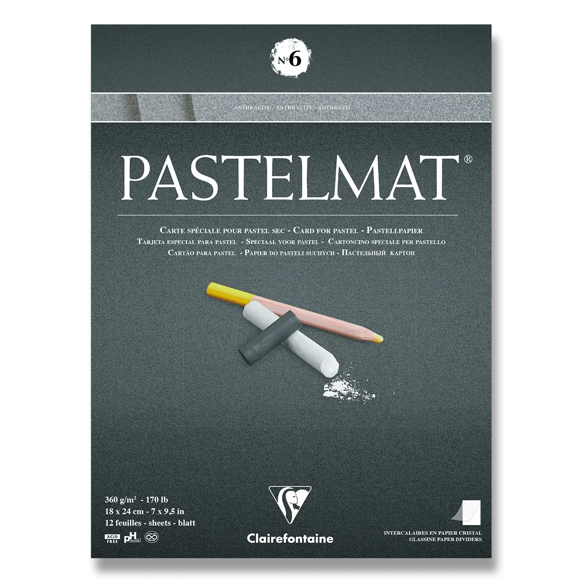 Clairefontaine Pastelmat No.6 - blok - 18 x 24 cm, 12 listů, 360 g