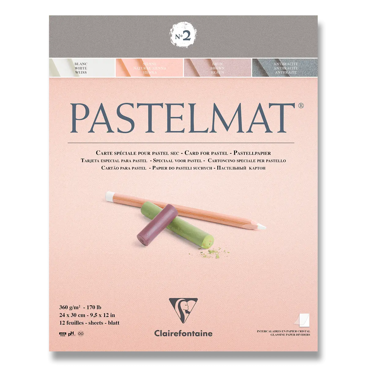 Clairefontaine Pastelmat No.2 - blok - 24 x 30 cm, 12 listů, 360 g