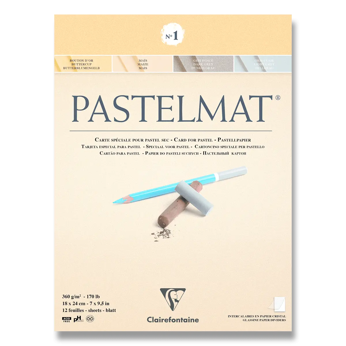 Blok pro pastel Pastelmat 18x24cm jemné odstíny 360g 12 listů