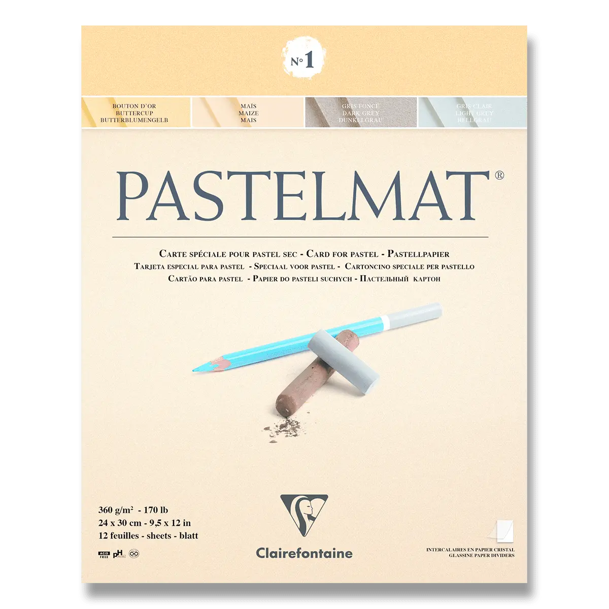 Blok pro pastel Pastelmat 24x30cm jemné odstíny 360g 12 listů