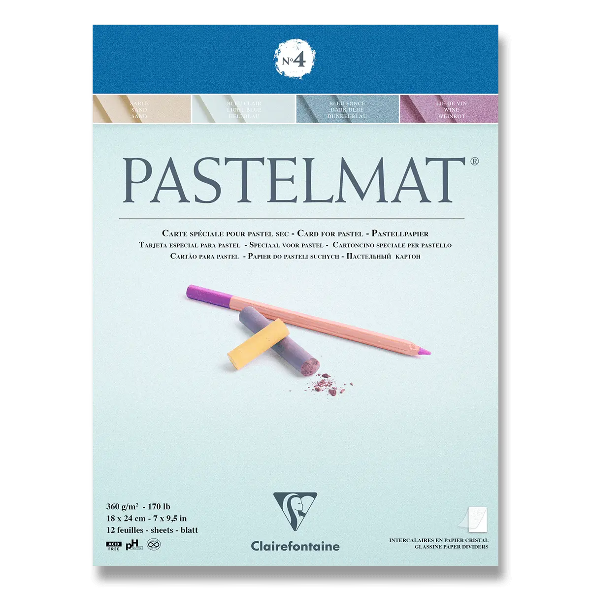 Clairefontaine Pastelmat No.4 - blok - 18 x 24 cm, 12 listů, 360 g