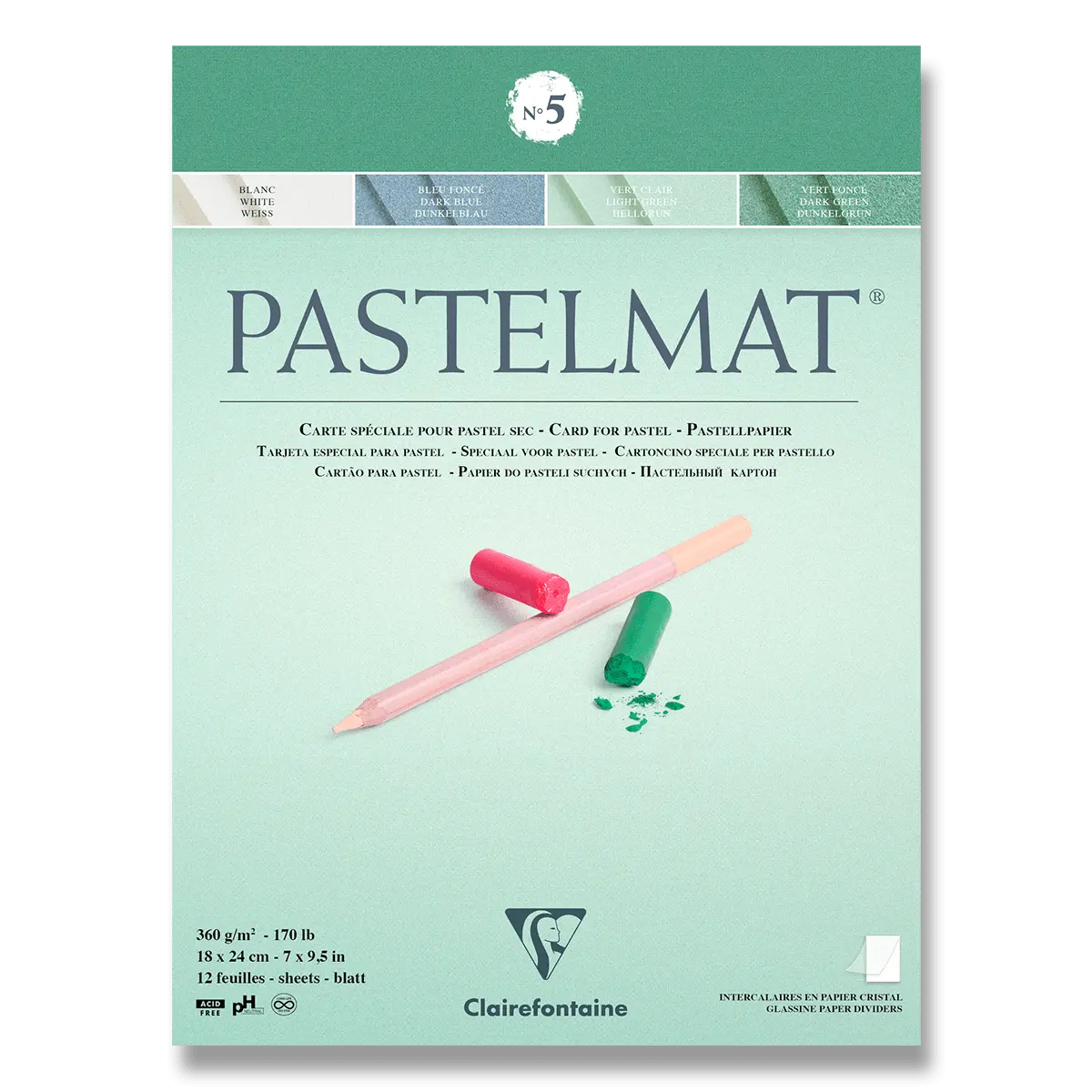 Clairefontaine Pastelmat No.5 - blok - 18 x 24cm, 12 listů, 360 g