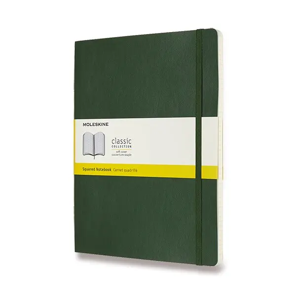 Zápisník Moleskine - měkké desky XL, čtverečkovaný, tmavě zelený
