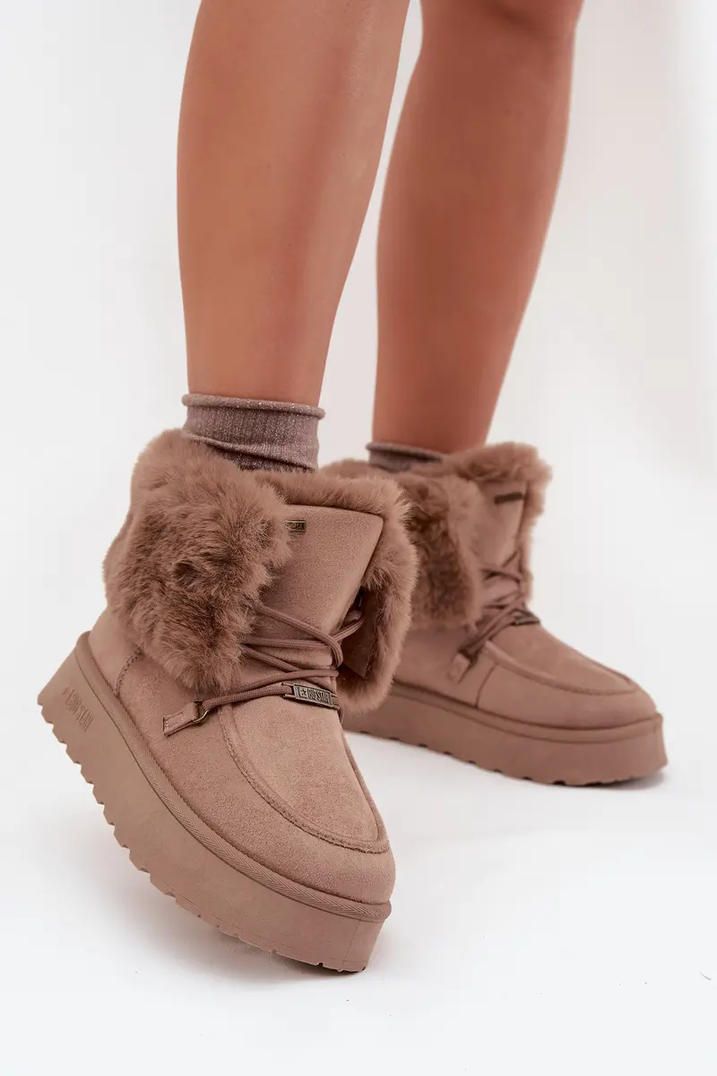 BIG STAR SHOES Dámské Sněhule Na Platformě S Kožíškem A Šněrováním Big Star