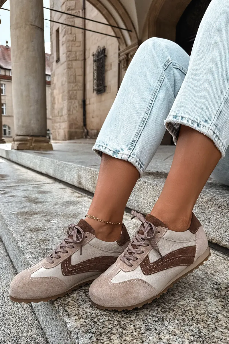 Dámské kožené semišové barefoot tenisky Zazoo N1400 béžové