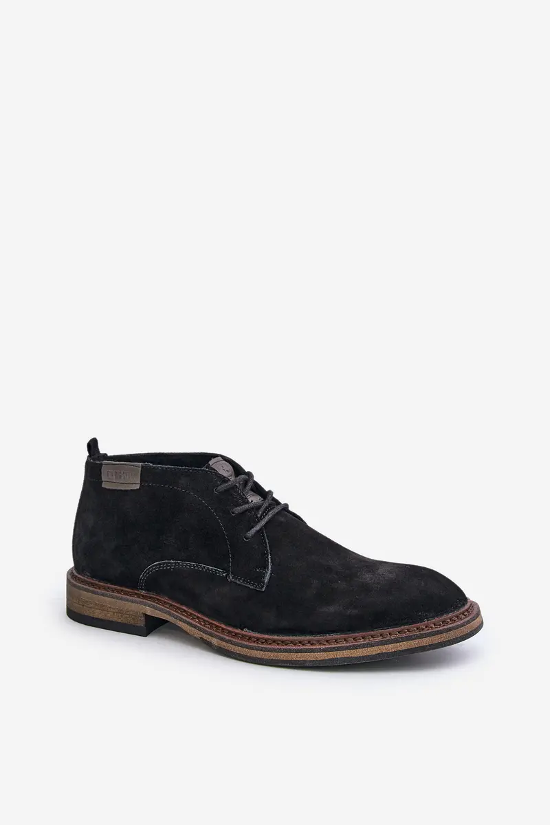 BIG STAR SHOES Semišové Pánské Boty Na Šněrování Černé Big Star