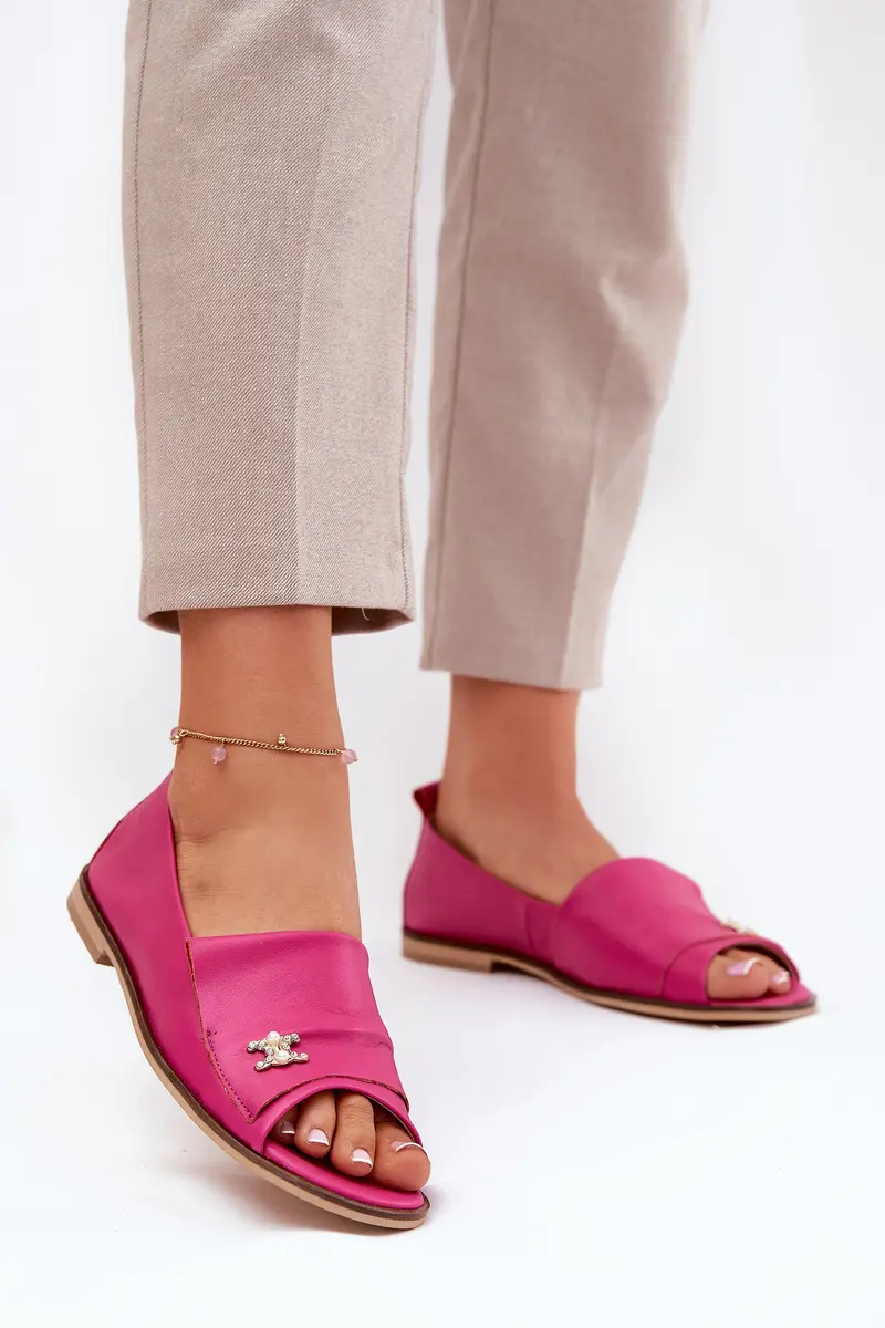 Kožené elegantní baleríny s odkrytými prsty Zazoo