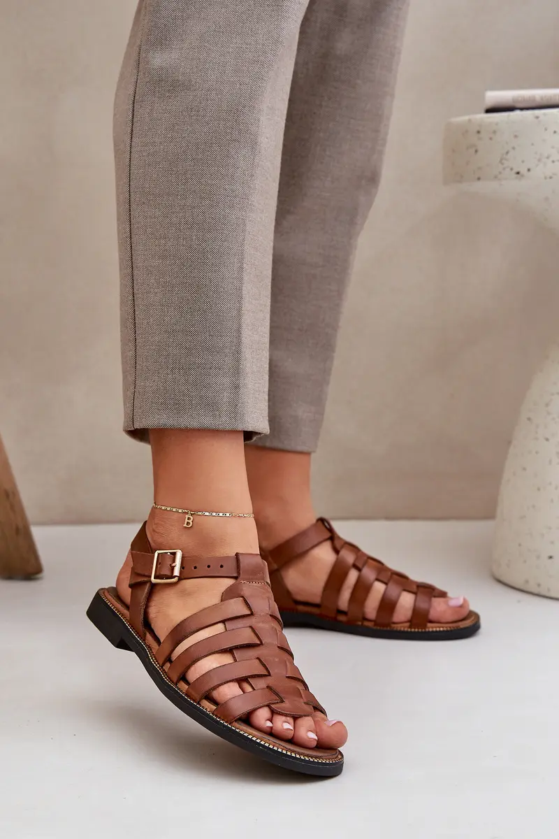 Lewski Shoes Kožené sandály na plochém podpatku Zazoo