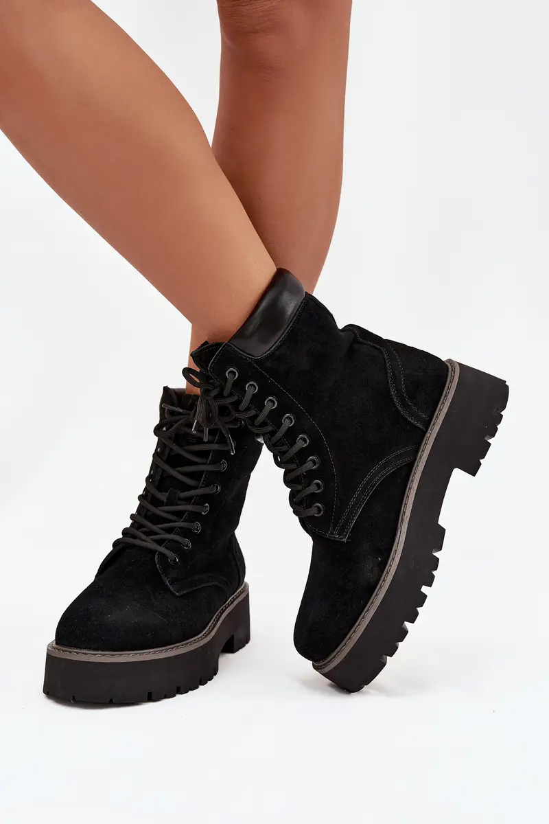 BIG STAR SHOES Semišové workery dámské s šněrováním Big Star