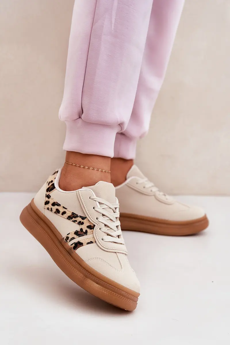 Boto Dámské Sneakersy Na Platformě Pantherka Béžové Totter