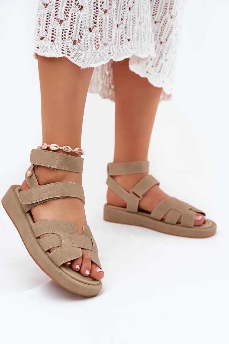 Boto Dámské sandály na suchý zip Khaki Uvissa