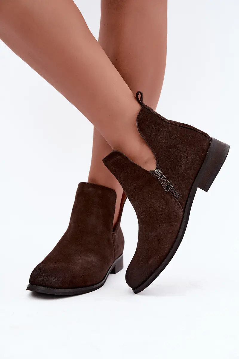 Kožené semišové kotníkové kozačky Vinceza