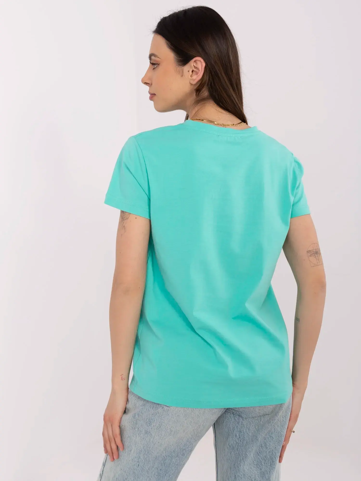 Dámské tričko CLM-TS-1640.87 BASIC FEEL GOOD Barva: Tyrkysová, Velikost: M