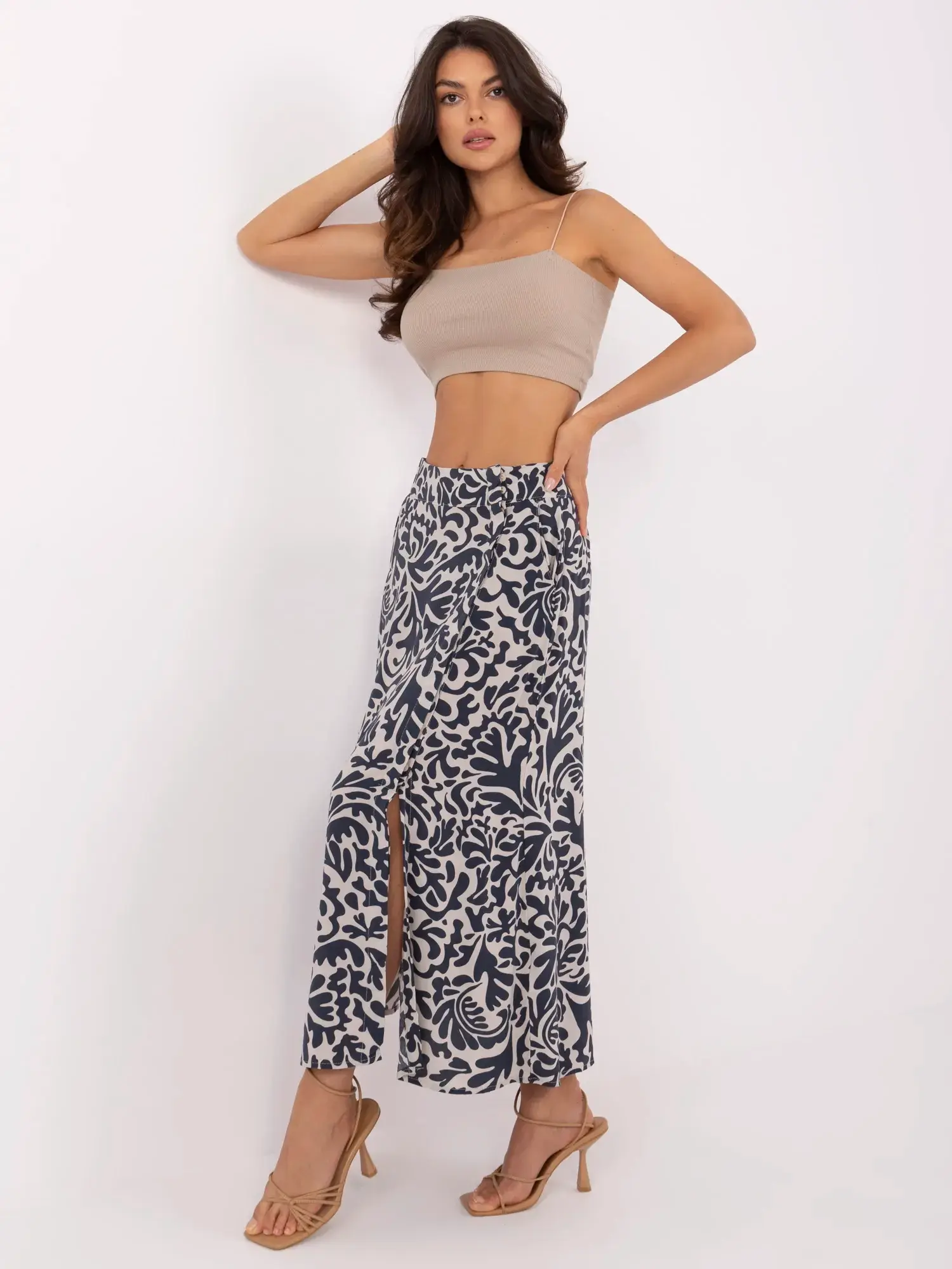 Skirt-D73771M50222B-navy blue