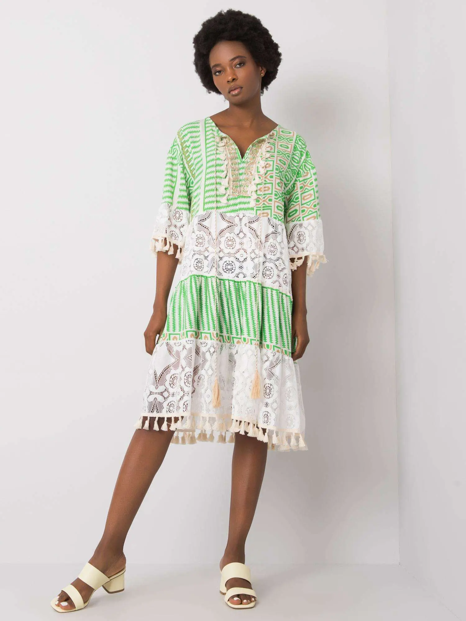 Dress-DHJ-SK-13567.41P-white-green