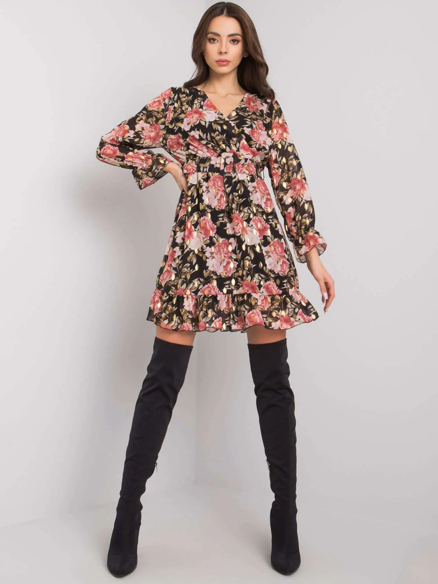 Dress-DHJ-SK-12220-2.14P-Black-Pink