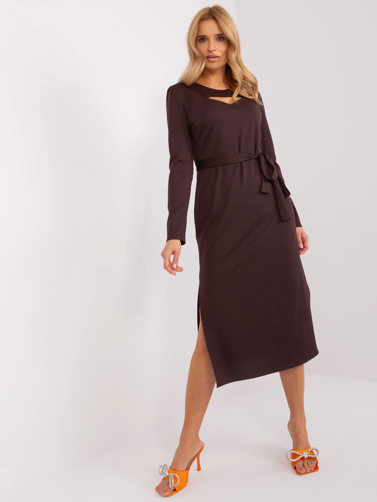 Dress-LK-SK-509447.75P-dark brown