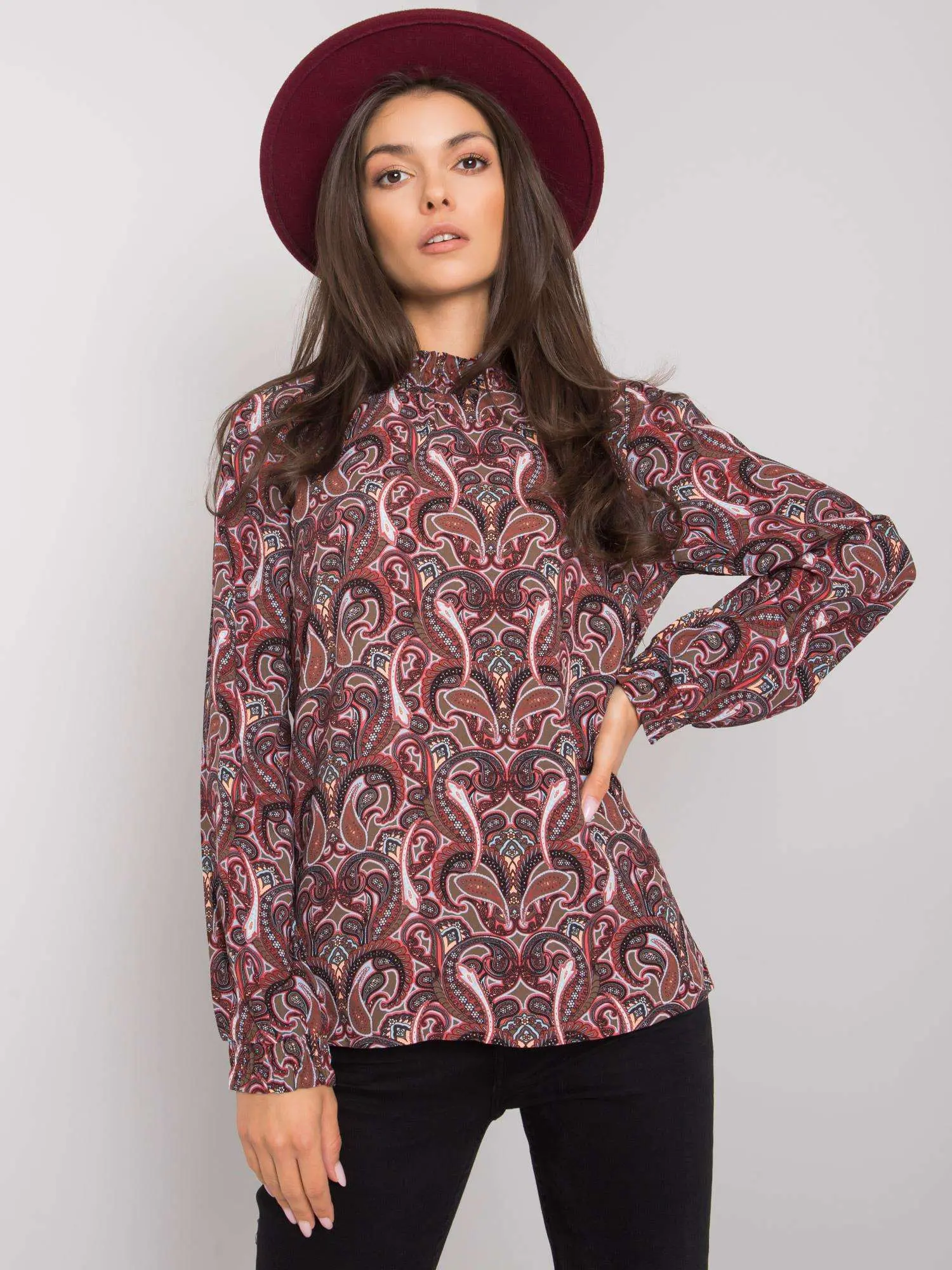Blouse-D73771M11052A-dark brown