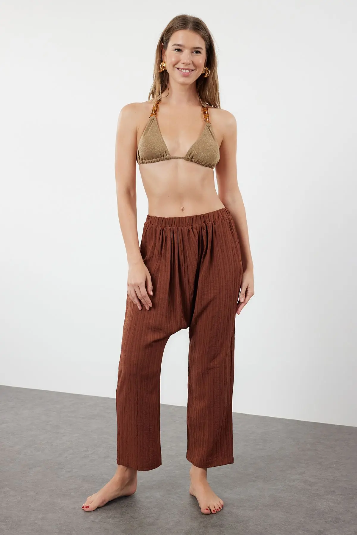 Trendyol Brown Woven Shalwar Beach Pants