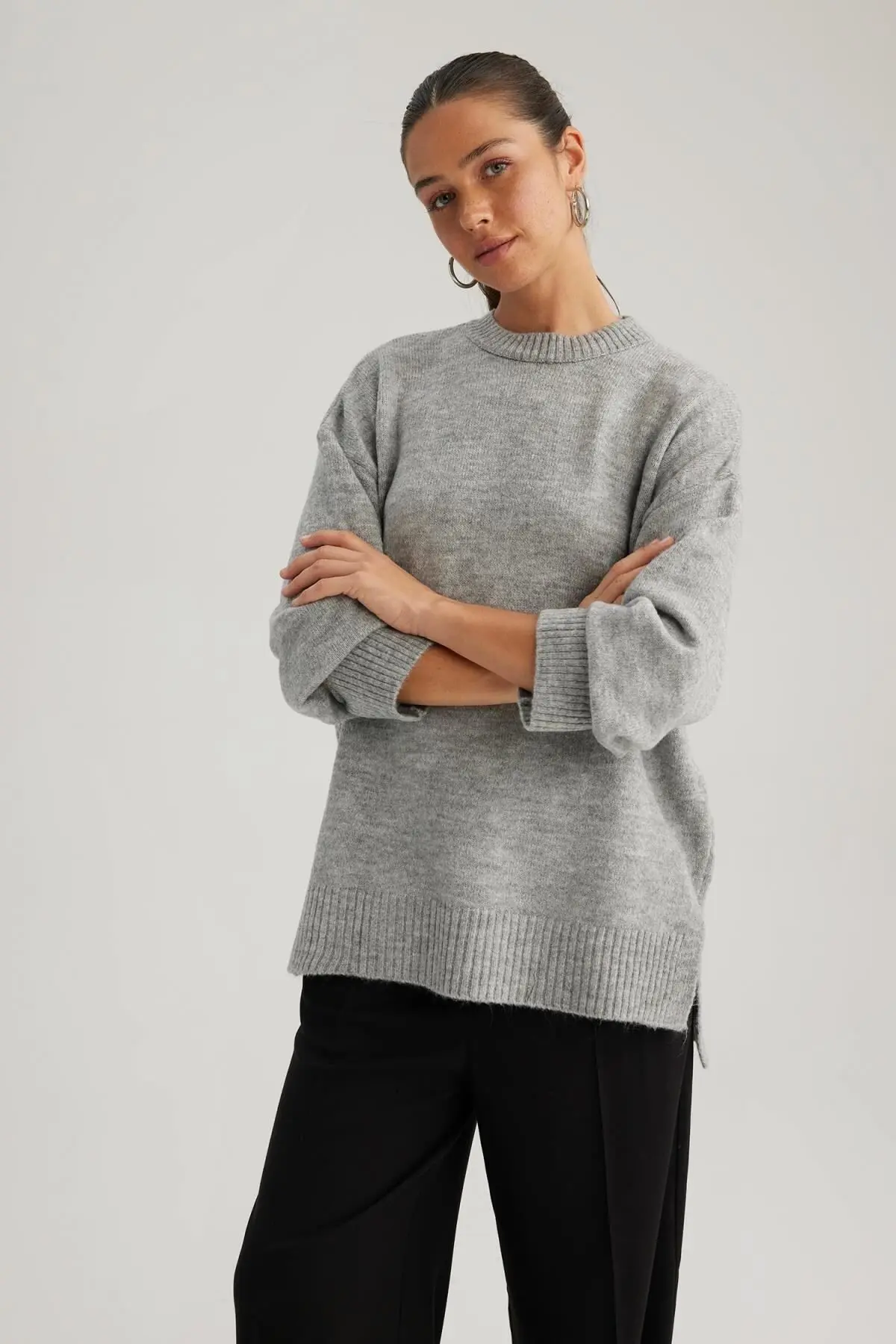 DEFACTO Relax Fit Crew Neck Sweater Tunic