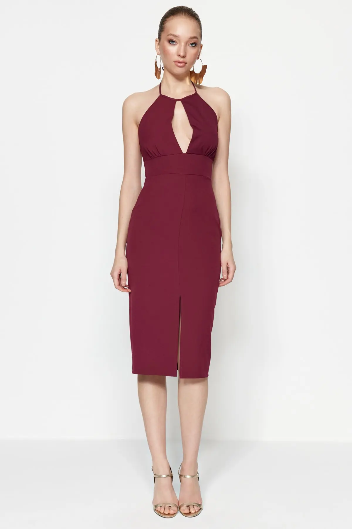 Večerní šaty Trendyol Damson Woven Piping