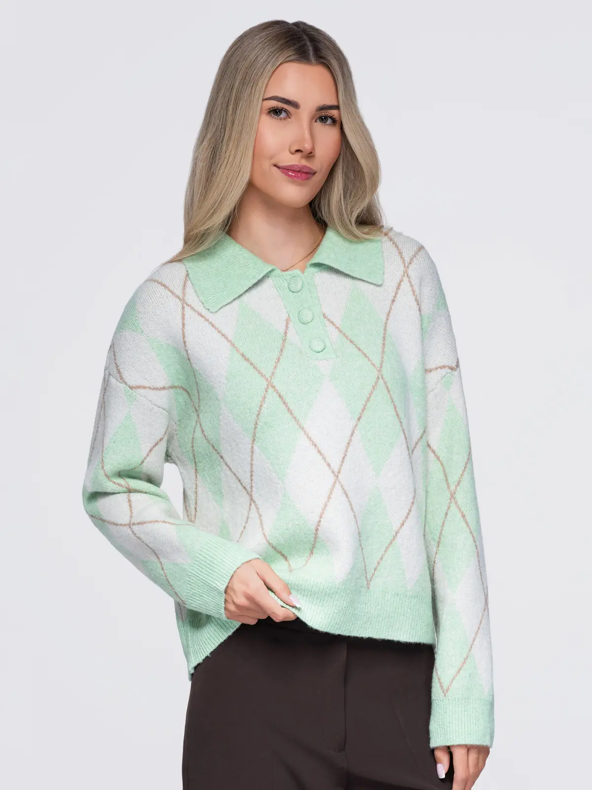 Preppy dámský svetr s límcem