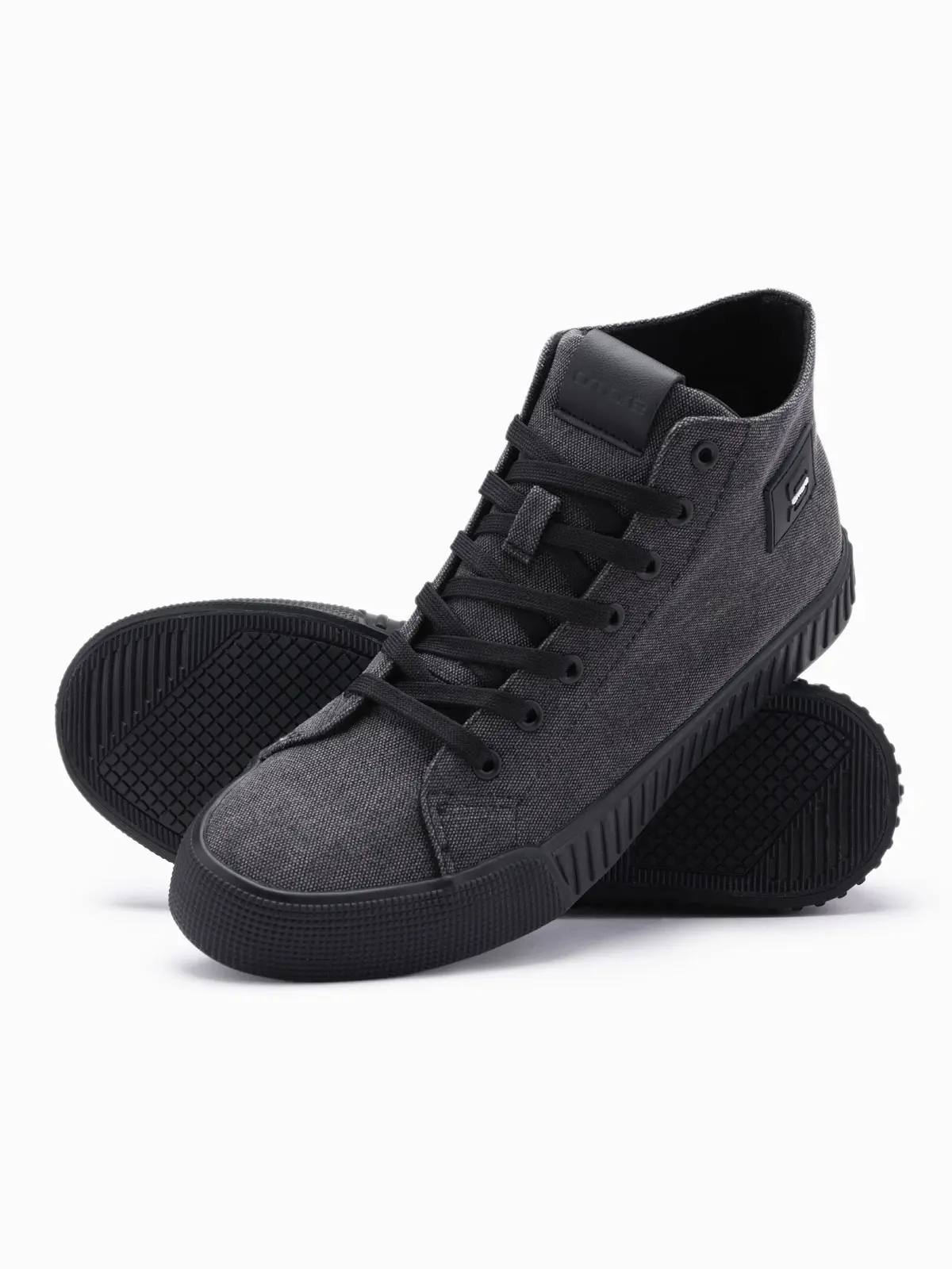 Ombre Men's high top canvas sneakers shoes - black