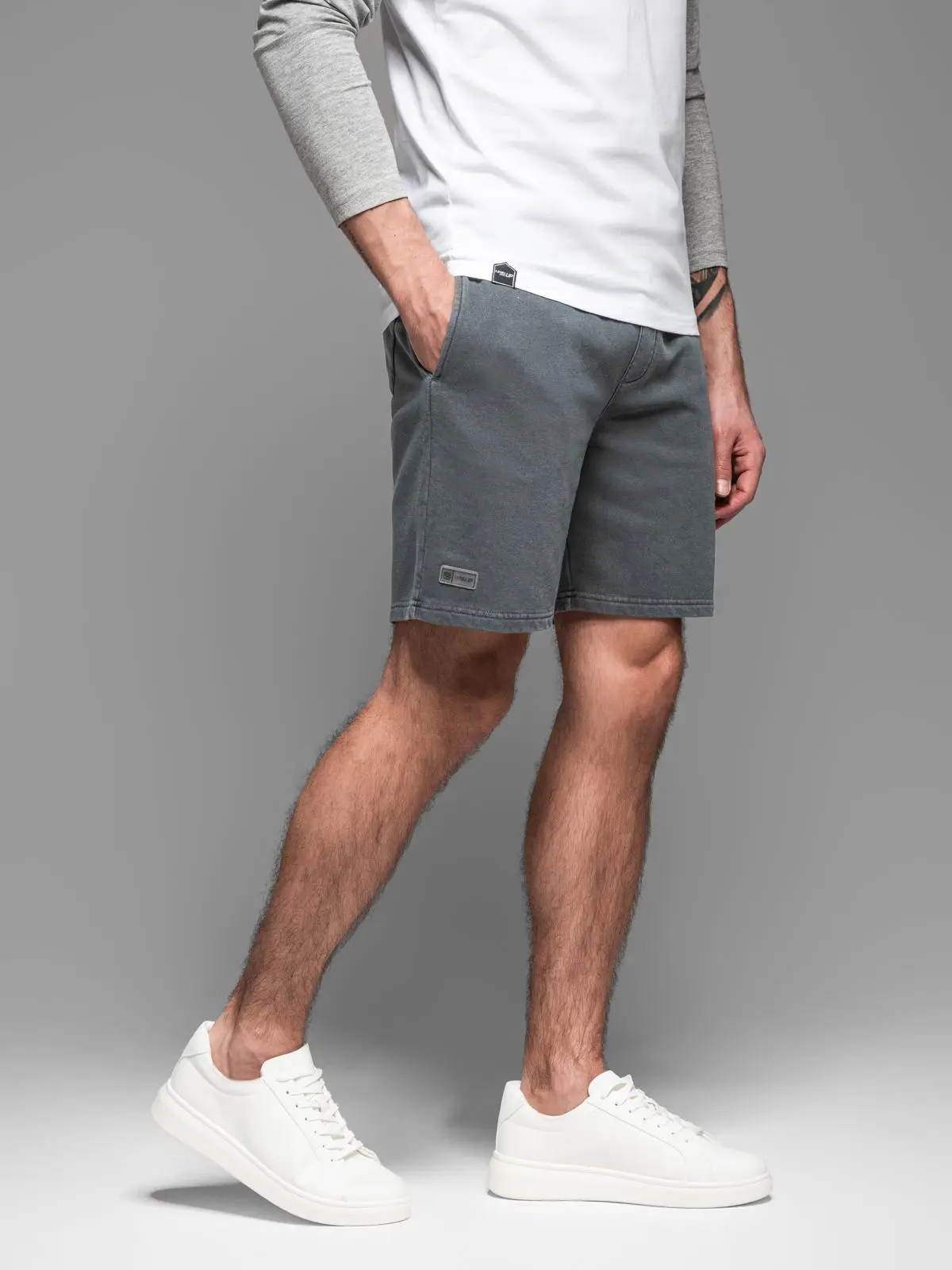 Ombre Men's RELAXED FIT tracksuit short shorts in athleisure style - graphite