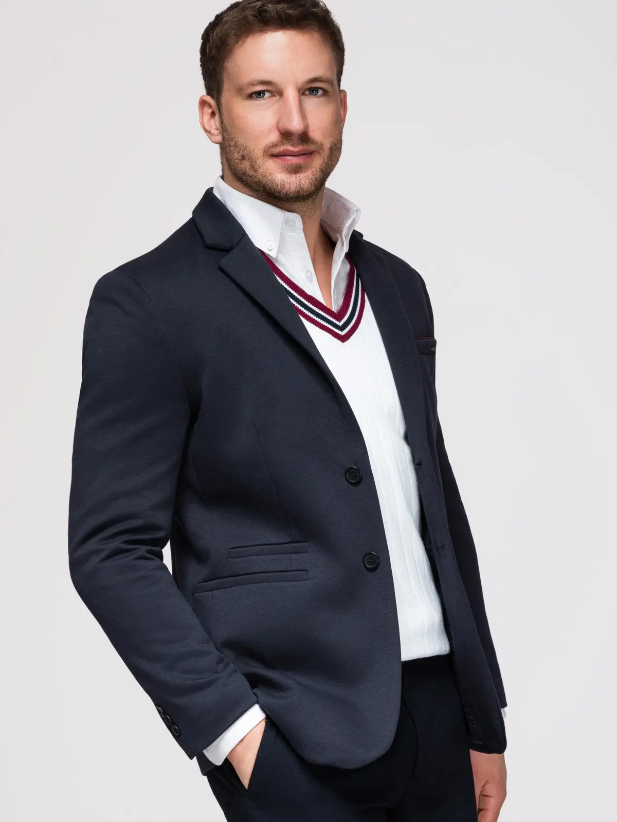 Ombre pánské pletené sako SLIM FIT